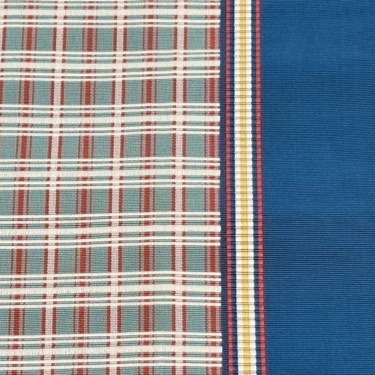 【美品】半幅帶 秀品級 證書齊全 博多織 條紋 青灰 純蠶絲