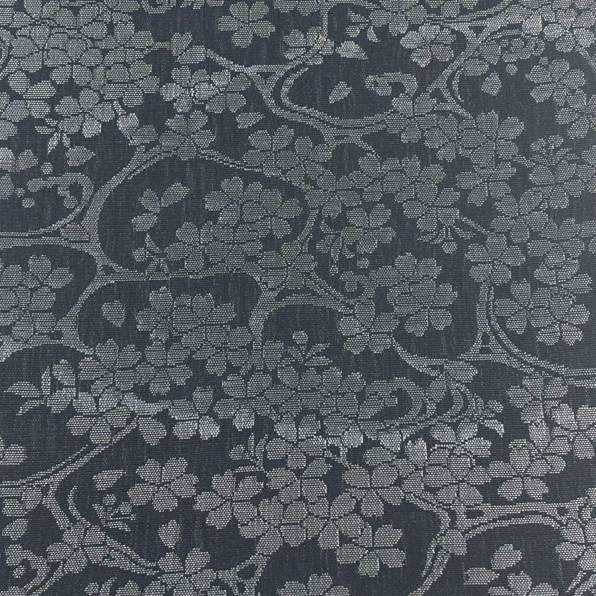 【美品】 袋帶 名品級 樱花 黑灰 全通 純蠶絲