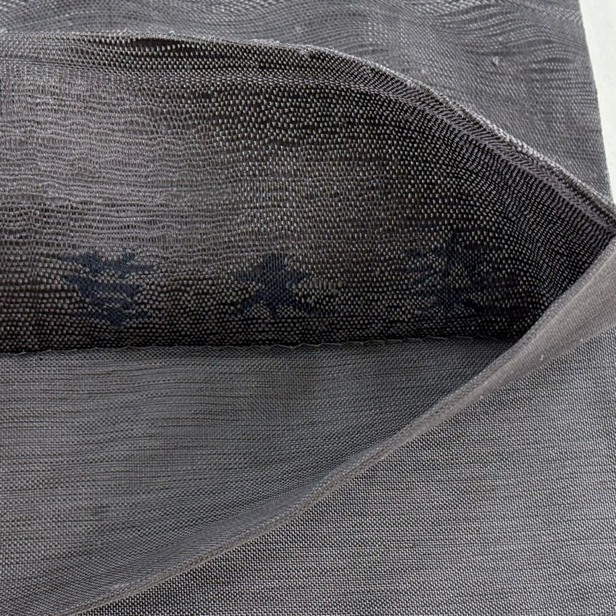 袋帶 逸品級 鳥獸戲畫 蛙 草木染 金絲 灰 深藍色 正蠶絲