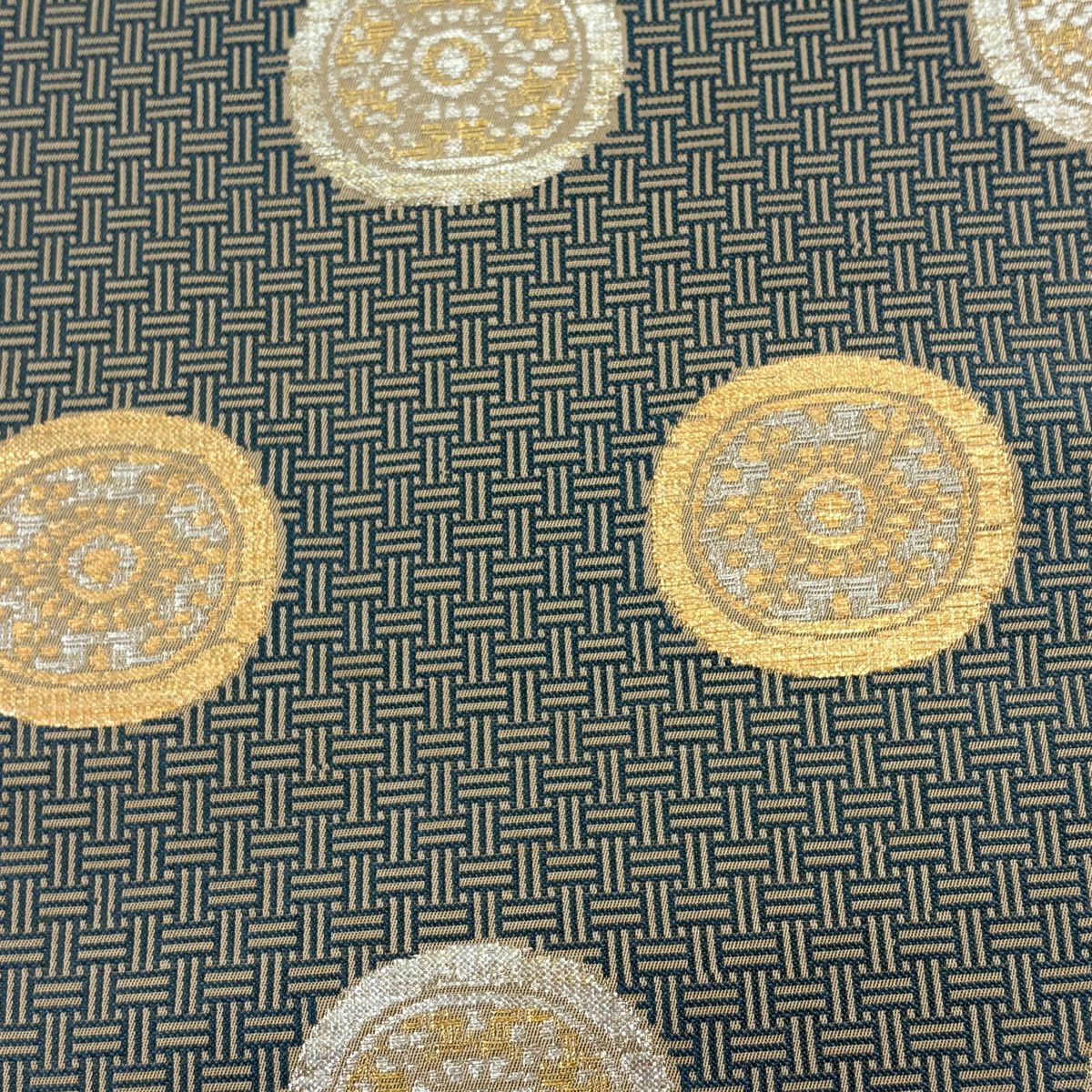 袋帶 逸品級 龍村平蔵 落款あり 糸屋錦襴 金銀糸 金金箔 灰茶 六通 純蠶絲