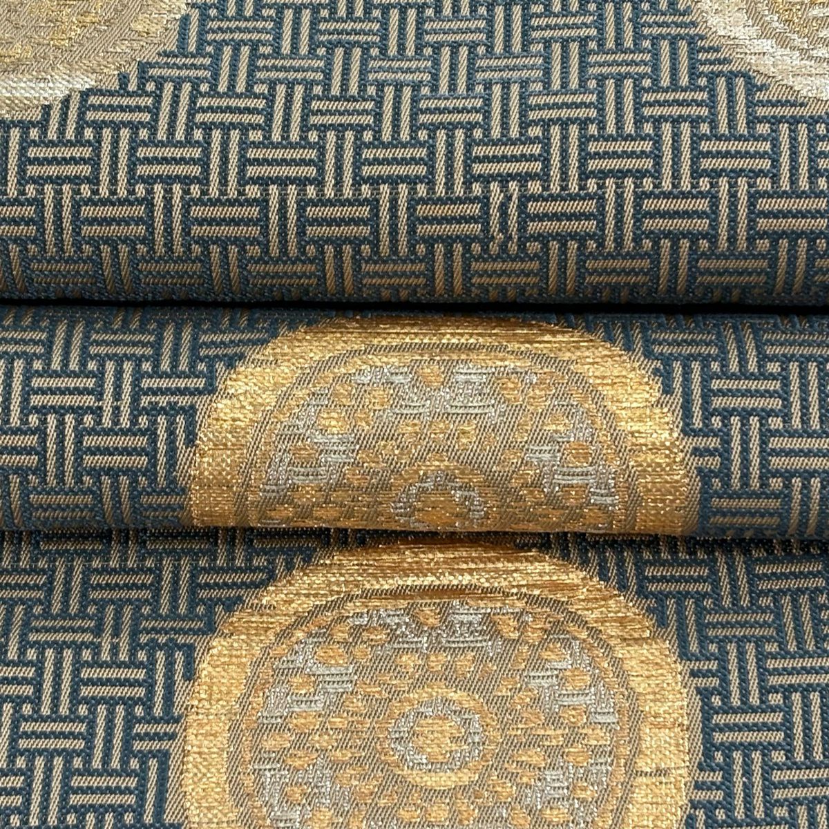 袋帶 逸品級 龍村平蔵 落款あり 糸屋錦襴 金銀糸 金金箔 灰茶 六通 純蠶絲