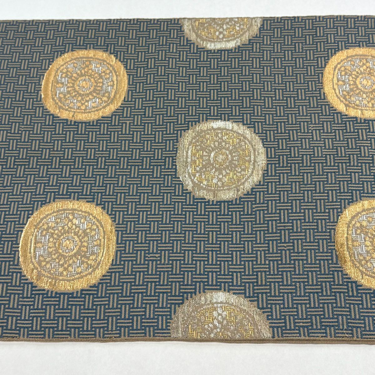 袋帶 逸品級 龍村平蔵 落款あり 糸屋錦襴 金銀糸 金金箔 灰茶 六通 純蠶絲