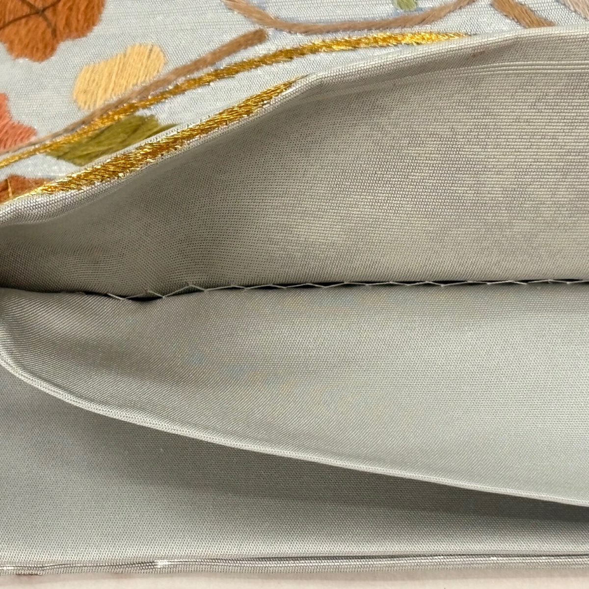 袋帶 逸品級 松樹竹子梅花 菱紋 刺繡 金金箔 銀 六通 純蠶絲