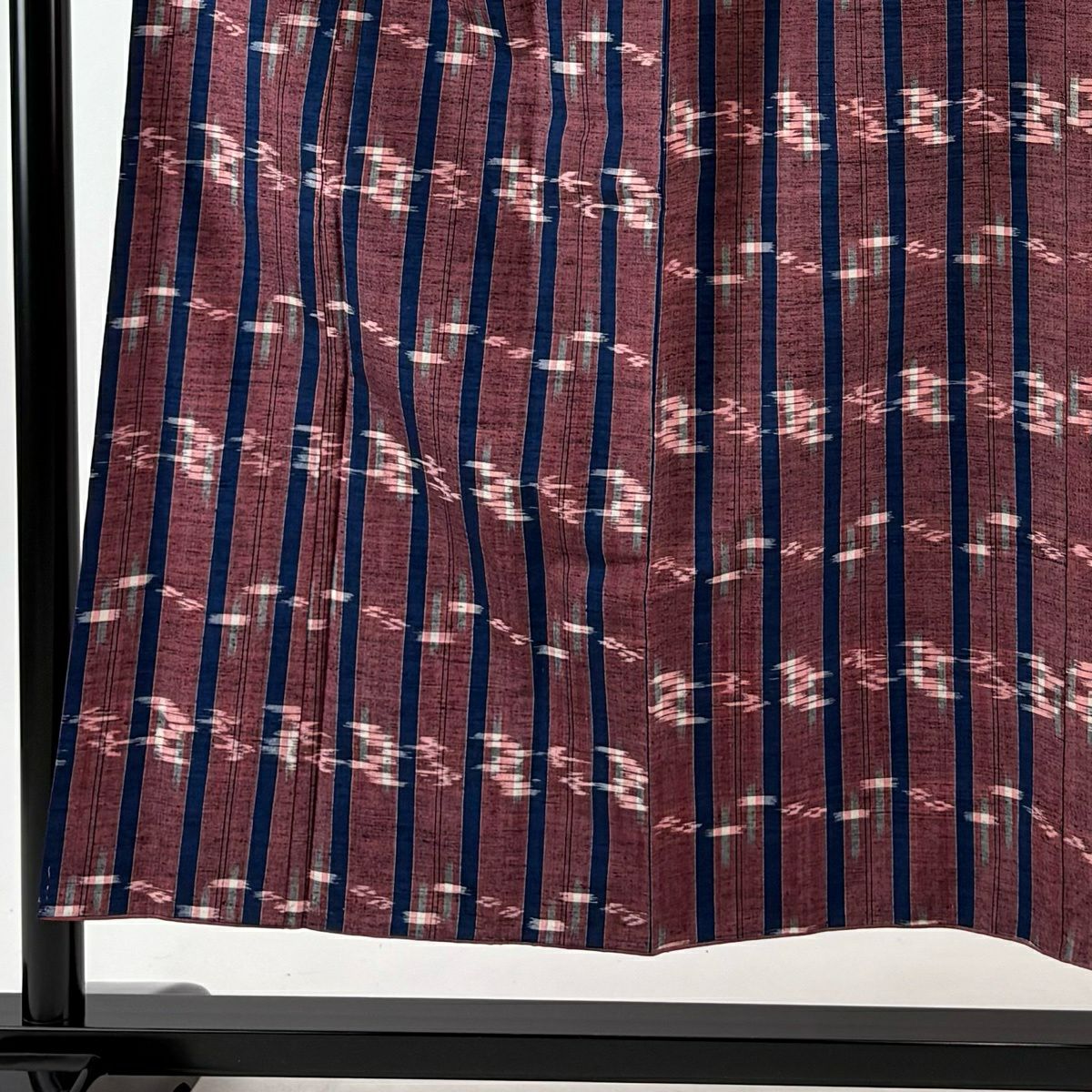 【美品】 紬織 身長153cm 袖長61.5cm S 雙層 縱條 燕 紅紫 純蠶絲 名品級