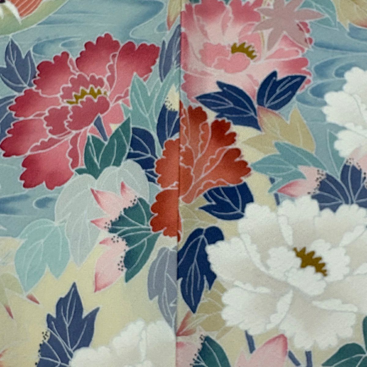 訪問服 身長158.5cm 袖長63cm S 雙層 落款あり 菊花 鴛鴦 染分 ぼかし 淺粉色 純蠶絲 名品級 一つ紋