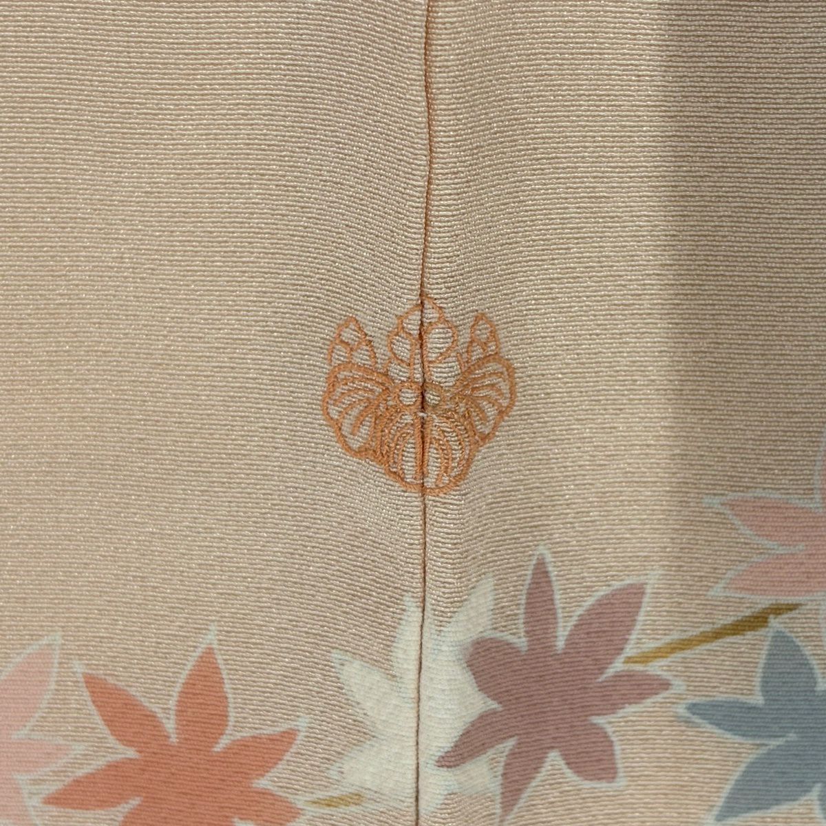 訪問服 身長158.5cm 袖長63cm S 雙層 落款あり 菊花 鴛鴦 染分 ぼかし 淺粉色 純蠶絲 名品級 一つ紋