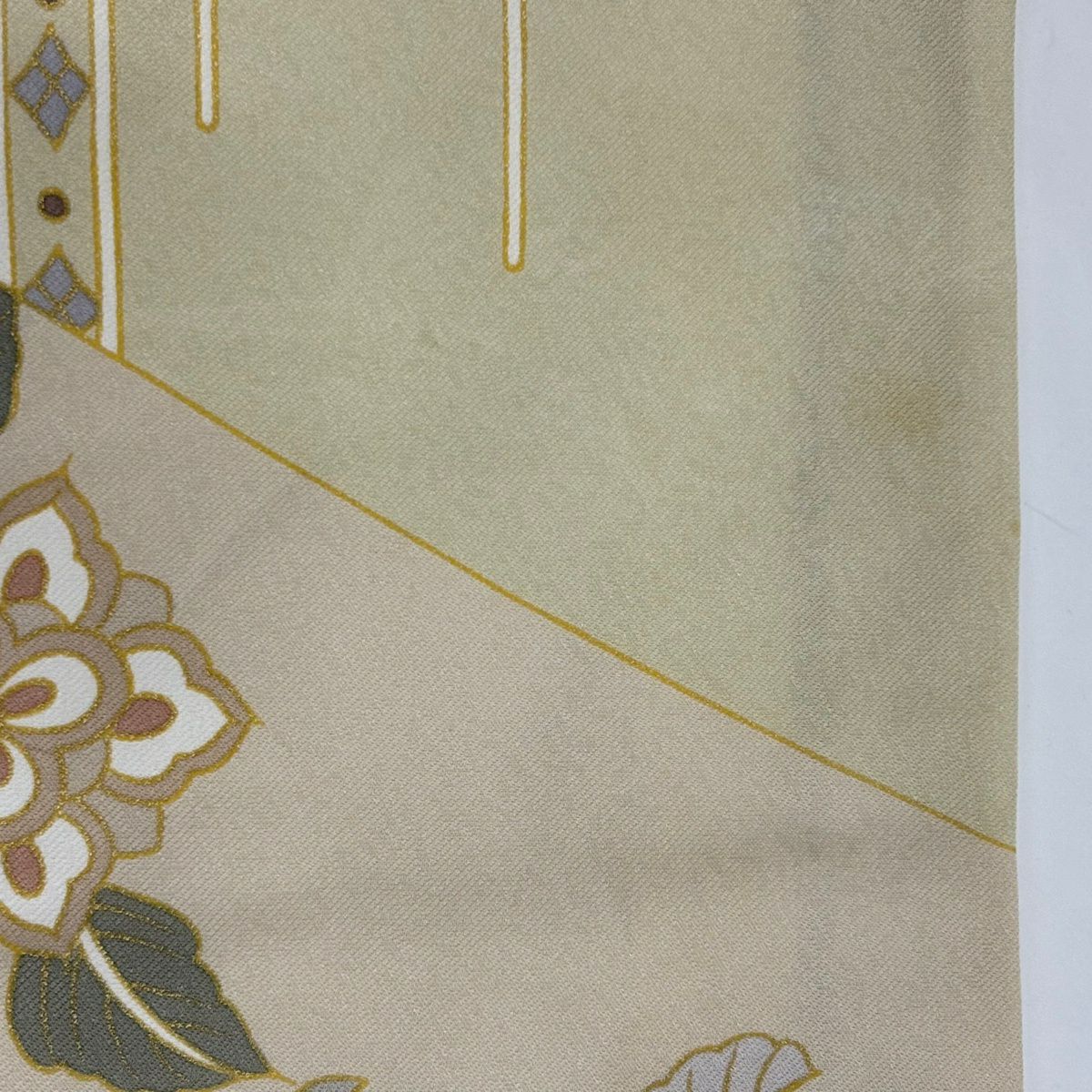 訪問服 身長159.5cm 袖長63.5cm S 雙層 孔雀 草花紋紋 刺繡 金糸 灰茶 純蠶絲 秀品級