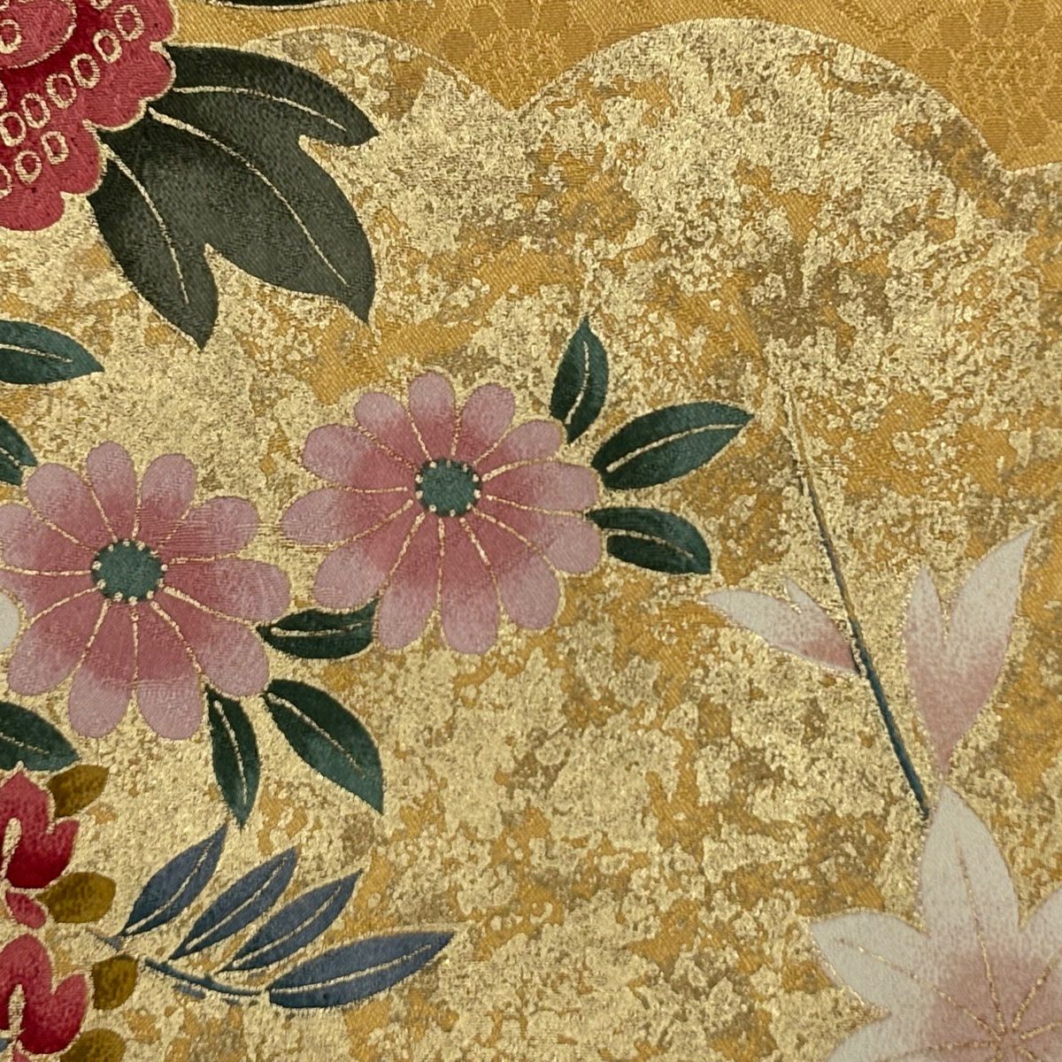 振袖禮服 身長162.5cm 袖長67cm M 雙層 花車 金銀彩 染分 山吹 純蠶絲 秀品級