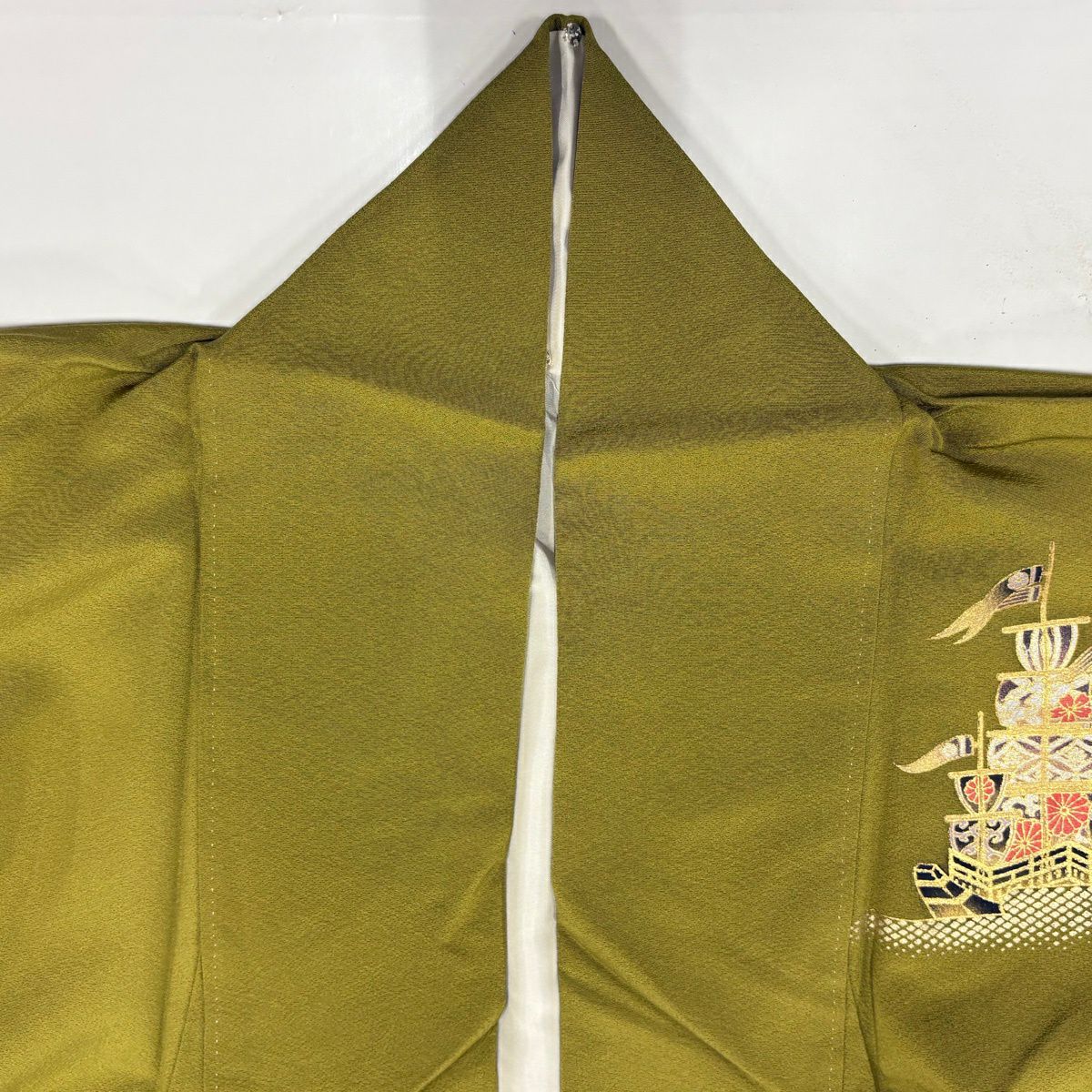 振袖禮服 身長158cm 袖長66cm M 雙層 船 ヱ霞 螺鈿 金銀彩 鶯 純蠶絲 秀品級