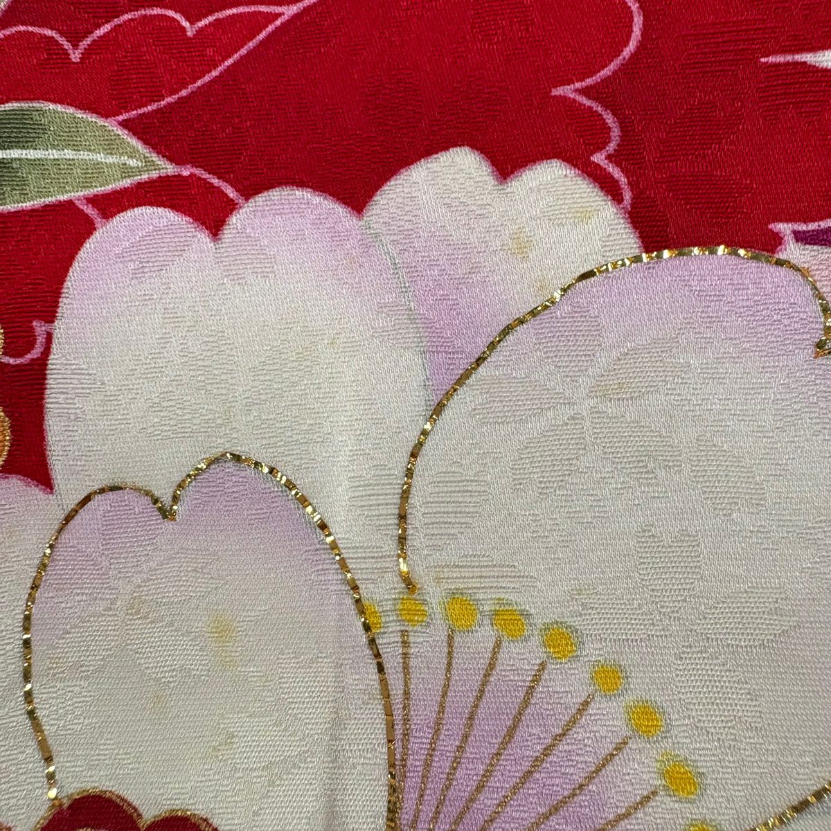 振袖禮服 身長173cm 袖長68cm L 雙層櫻 金金箔 金銀彩 濃紫 純蠶絲 名品級