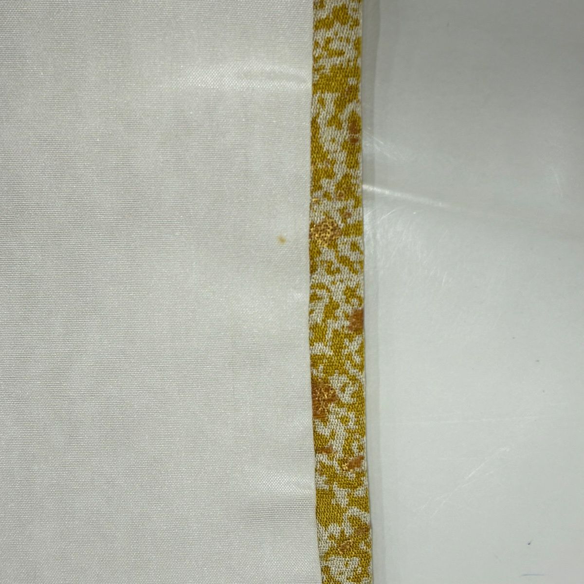 【美品】振袖禮服 身長165cm 袖長67cm M 雙層 扇子 草花紋紋 金彩裝飾 染分 薄黃土色 純蠶絲 名品級