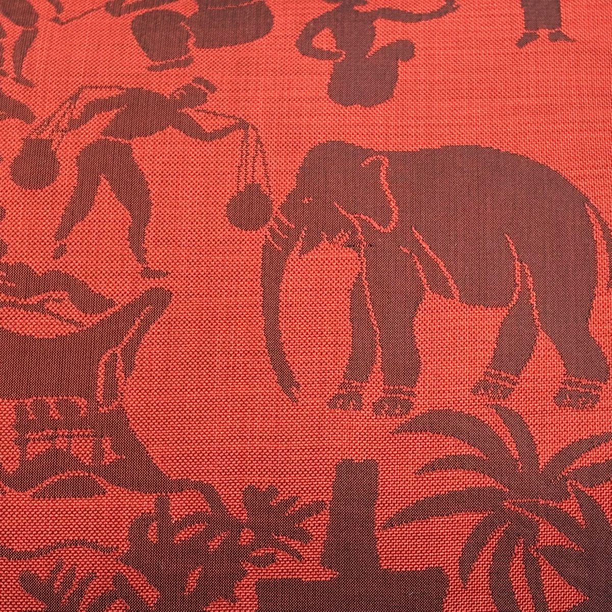 【美品】 袋帶 秀品級 木屋太 有落款 關西仕立 象 人物 紅 六通 純蠶絲