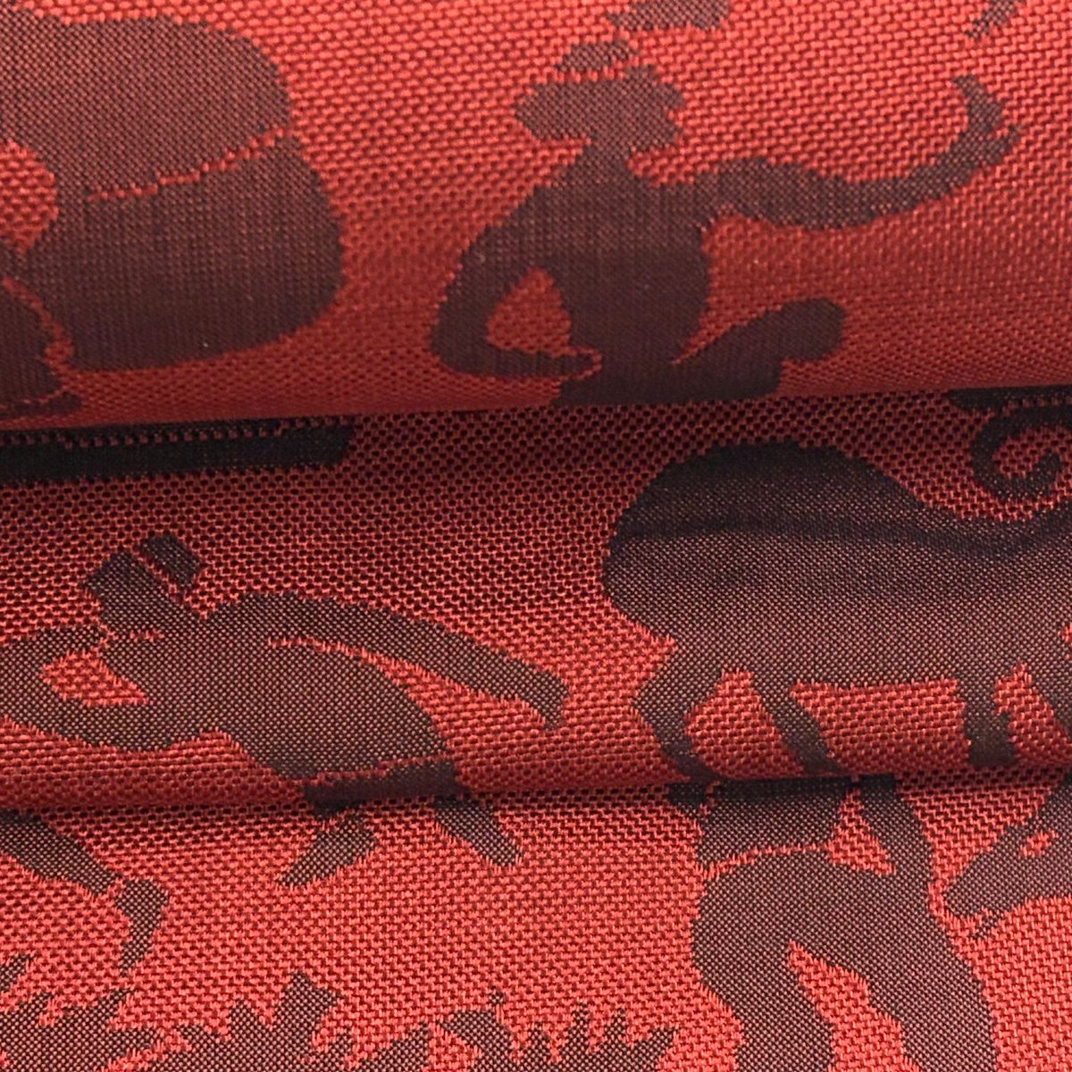 【美品】 袋帶 秀品級 木屋太 有落款 關西仕立 象 人物 紅 六通 純蠶絲