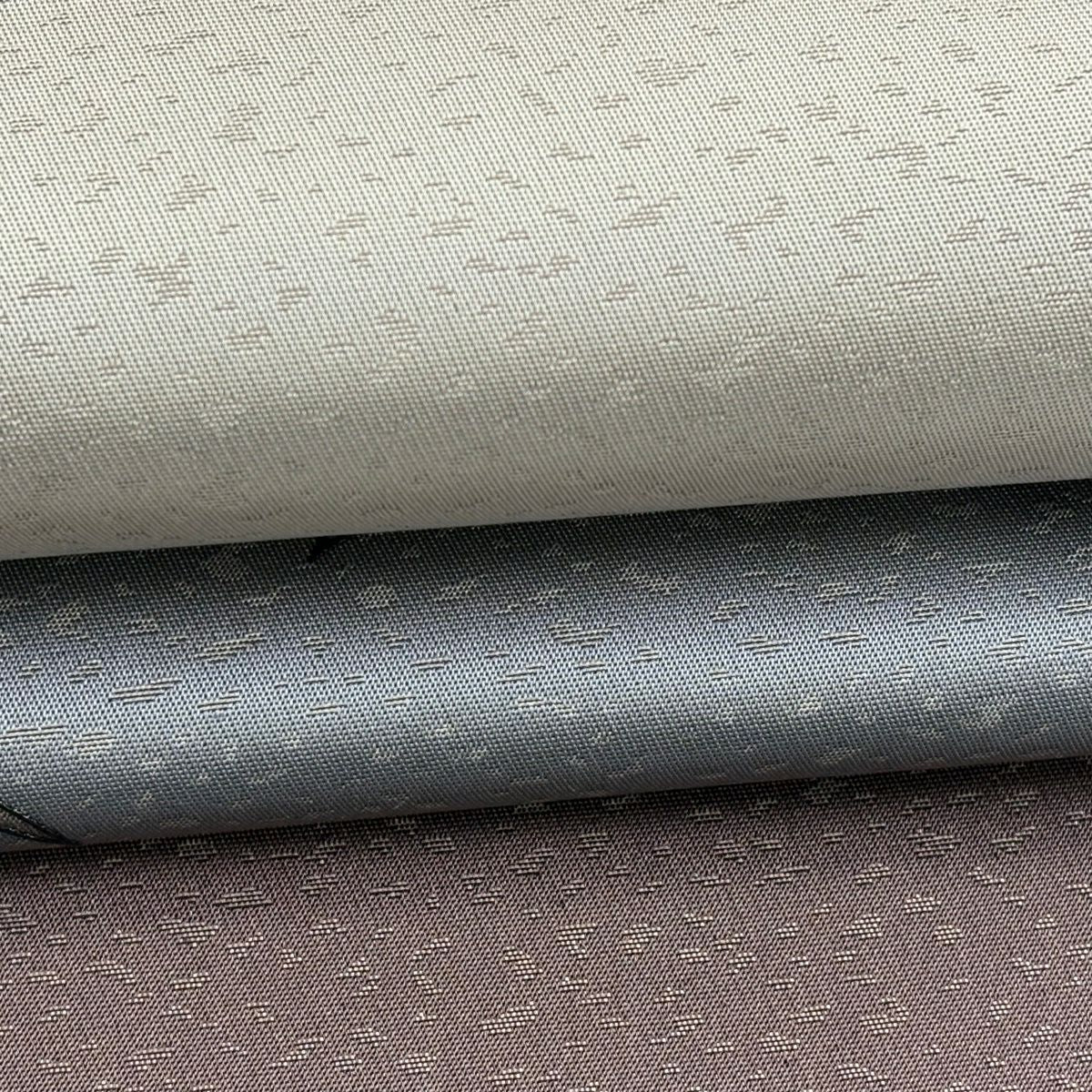 【美品】 袋帶 秀品級 草花紋 鳥 金金箔 灰色 大鼓圖案 純蠶絲