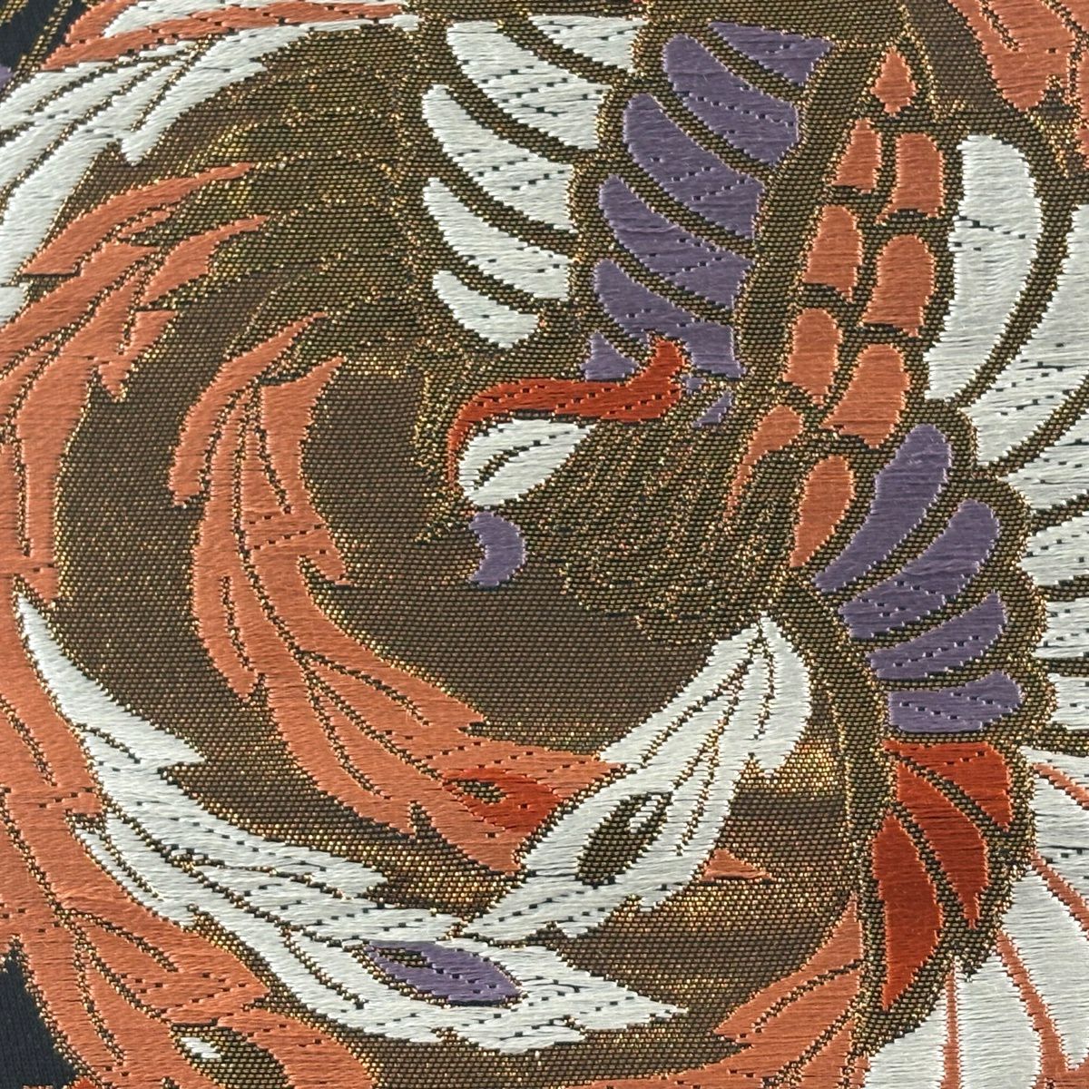 袋帶 秀品級 鳳凰 花唐草紋 唐織 金絲 金 六通 純蠶絲