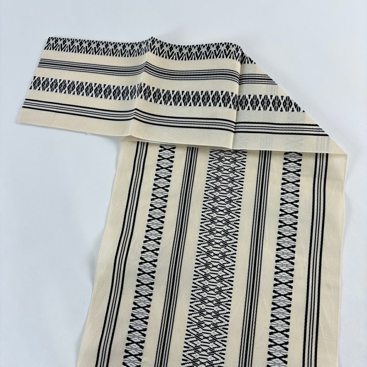 【美品】名古屋帶 優品級 夏帶 八寸名古屋帶 松樹葉仕立 献上圖案 米色 純蠶絲