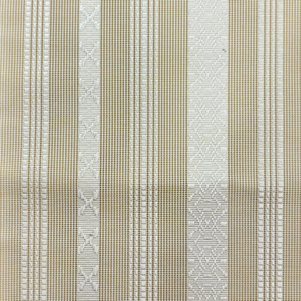 名古屋帶 秀品級 夏帶 八寸名古屋帶 松樹葉仕立 雜紋 幾何圖案 奶油色 純蠶絲