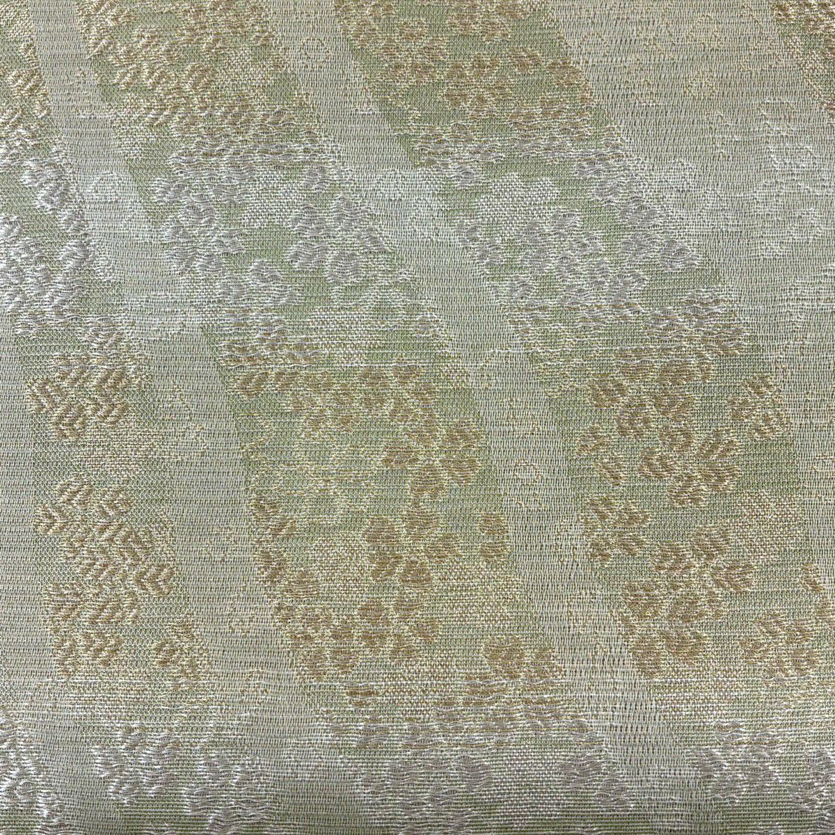 【美品】 袋帶 秀品級 夏帶 櫻花 亂條 金絲 銀絲 淺綠 六通 純蠶絲