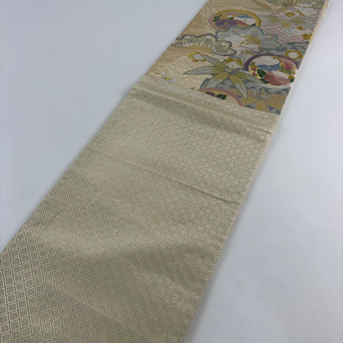 袋帶 秀品級 松樹竹子梅花 菊花 金銀線 金金箔 金色 六通 純蠶絲