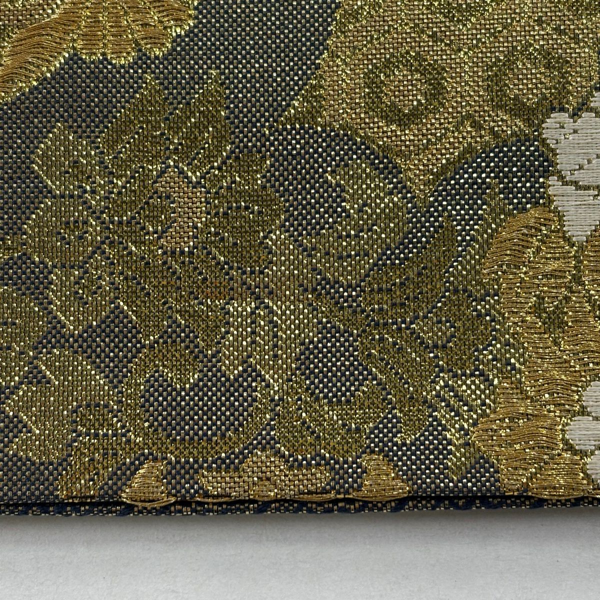 袋帶 秀品級 華紋 有職文樣 金絲 刺繡 金色 六通 純蠶絲