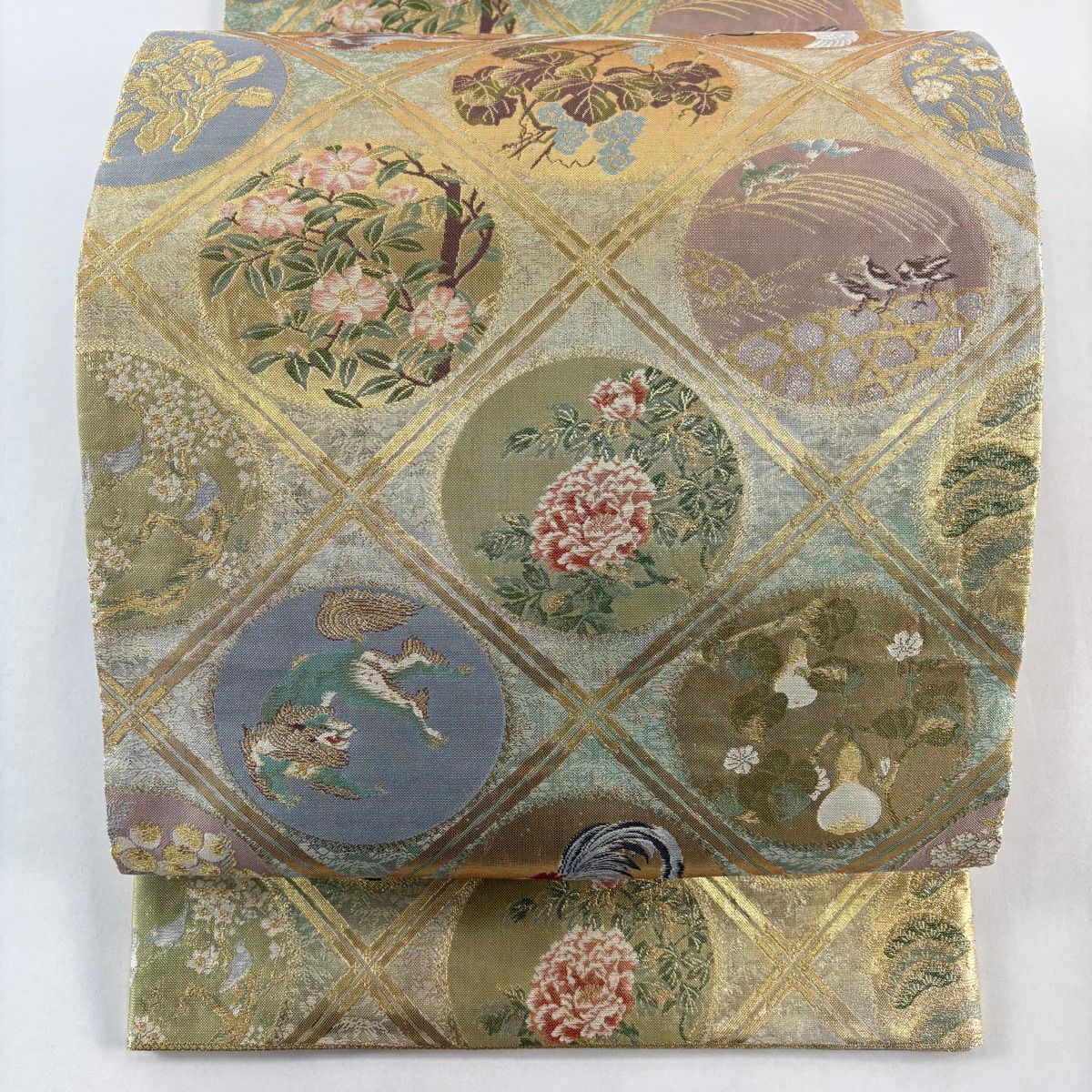 【美品】 袋帶 秀品級 琳派悠久文 金金箔 金絲 金 六通 純蠶絲
