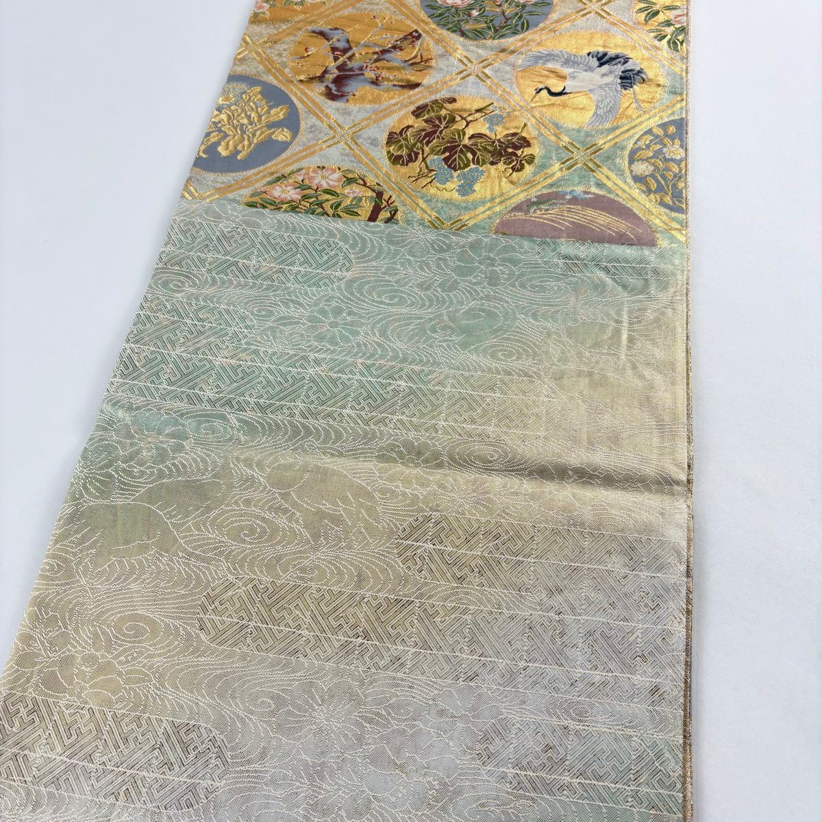 【美品】 袋帶 秀品級 琳派悠久文 金金箔 金絲 金 六通 純蠶絲