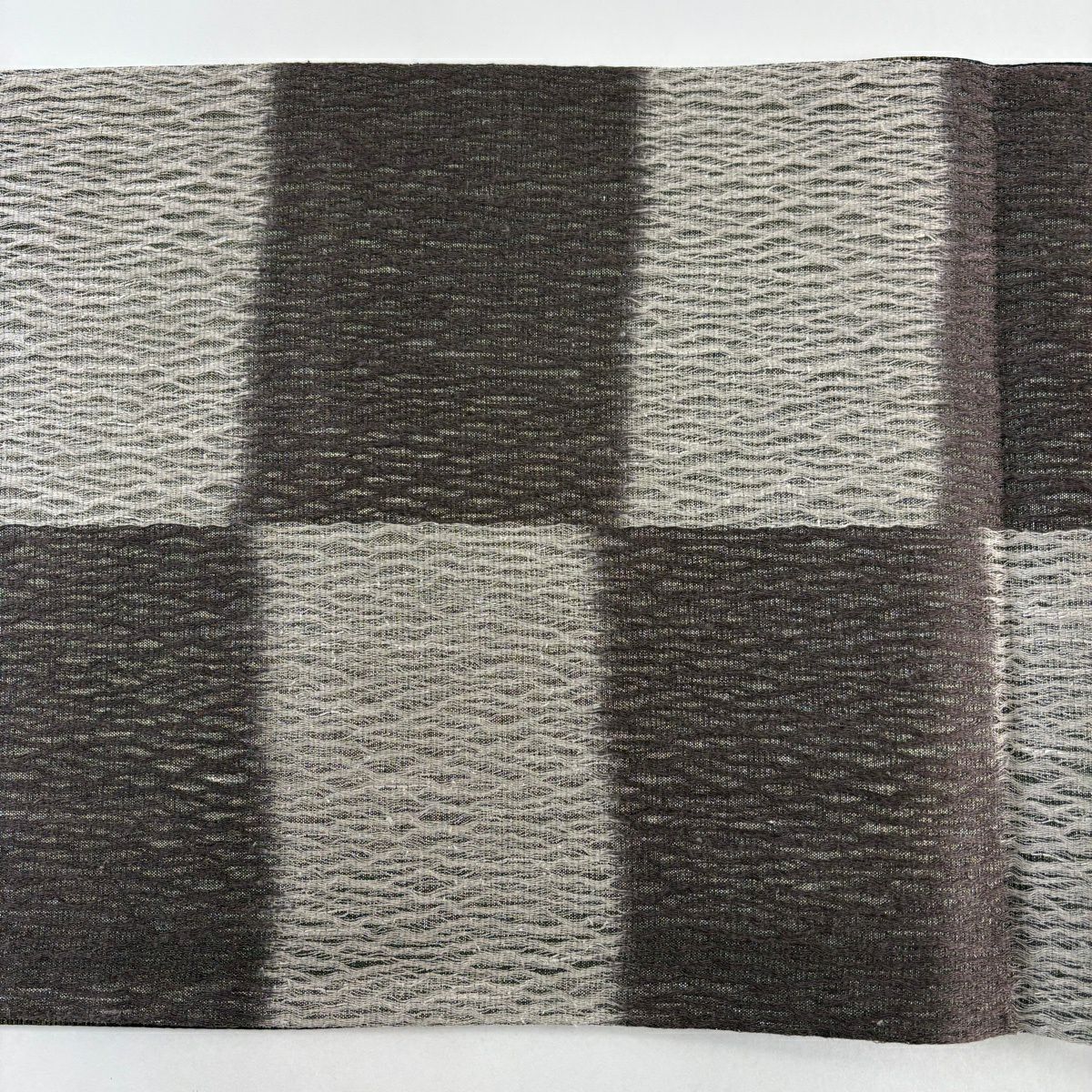 【美品】 袋帶 秀品級 變化市松樹 金絲 小豆色 全通 純蠶絲