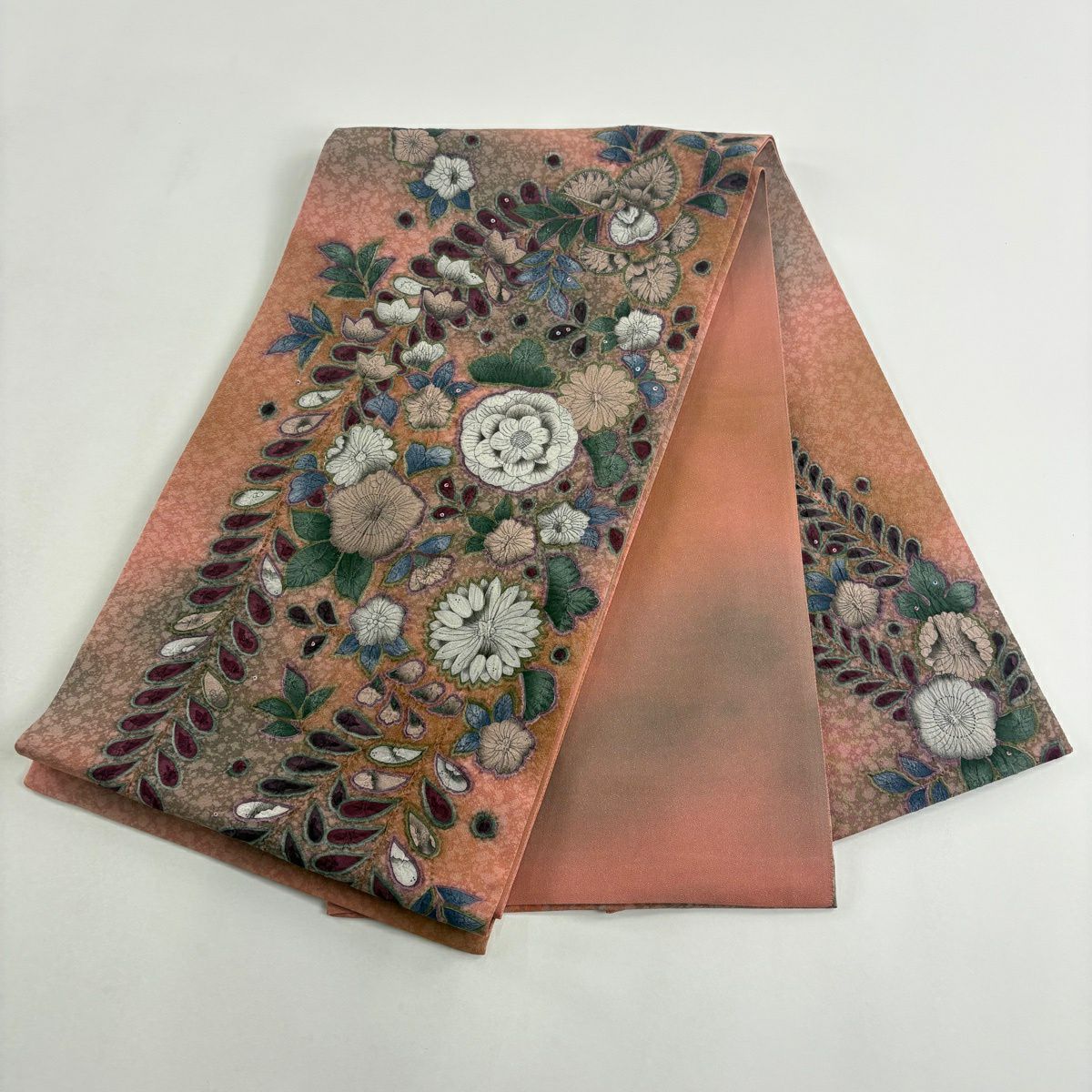 【美品】 袋帶 名品級 附落款 辻花染 粉米色 大鼓圖案 純蠶絲