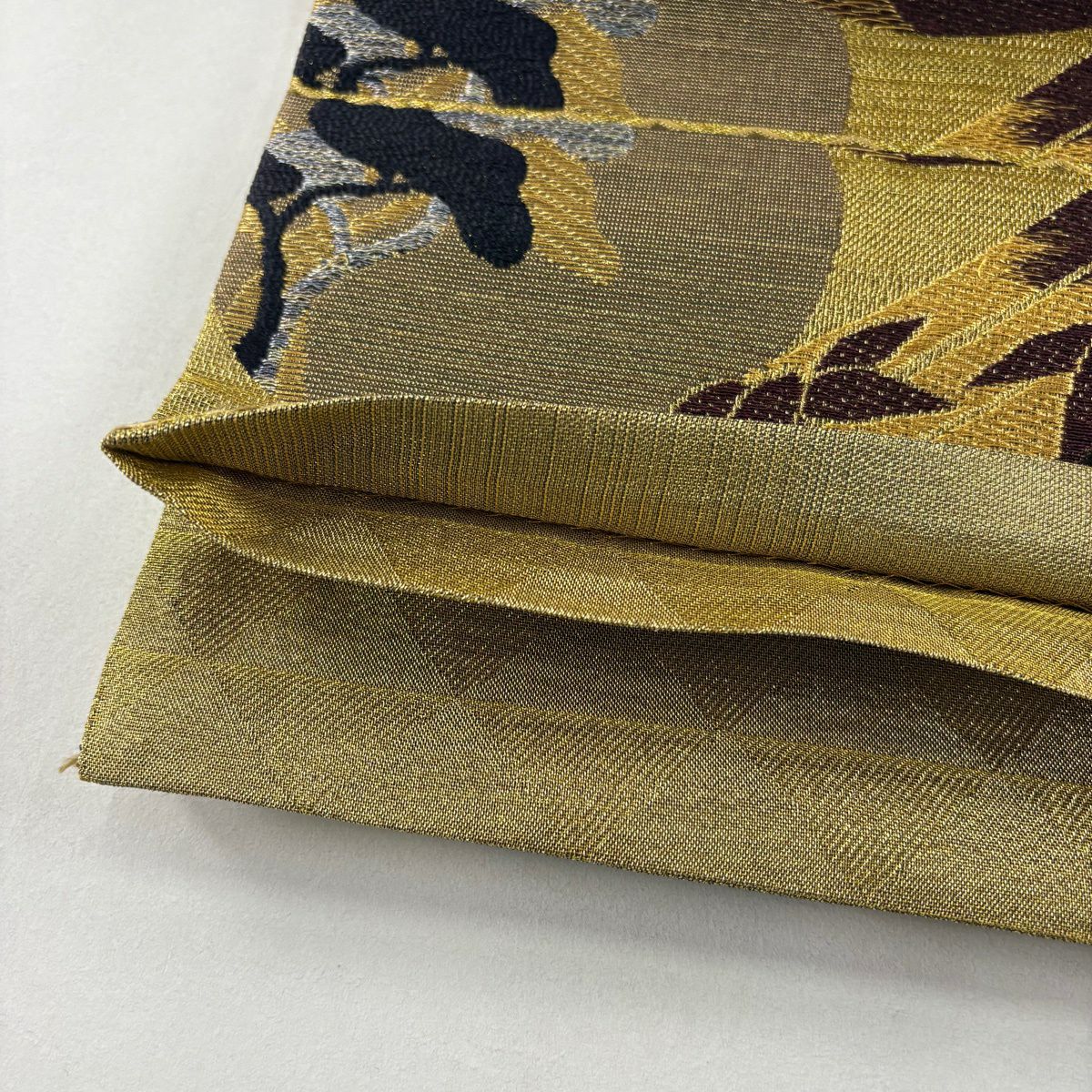 袋帶 逸品級 仙鶴 松樹竹子梅花 金絲 金金箔 金色 六通 純蠶絲