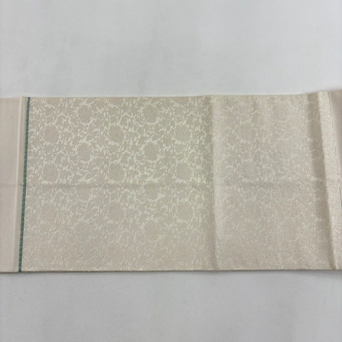 袋帶 逸品級 龍村光峯 落款あり 叡山一幅 本袋 山 幾何學 金金箔 奶油色 お太鼓柄 純蠶絲