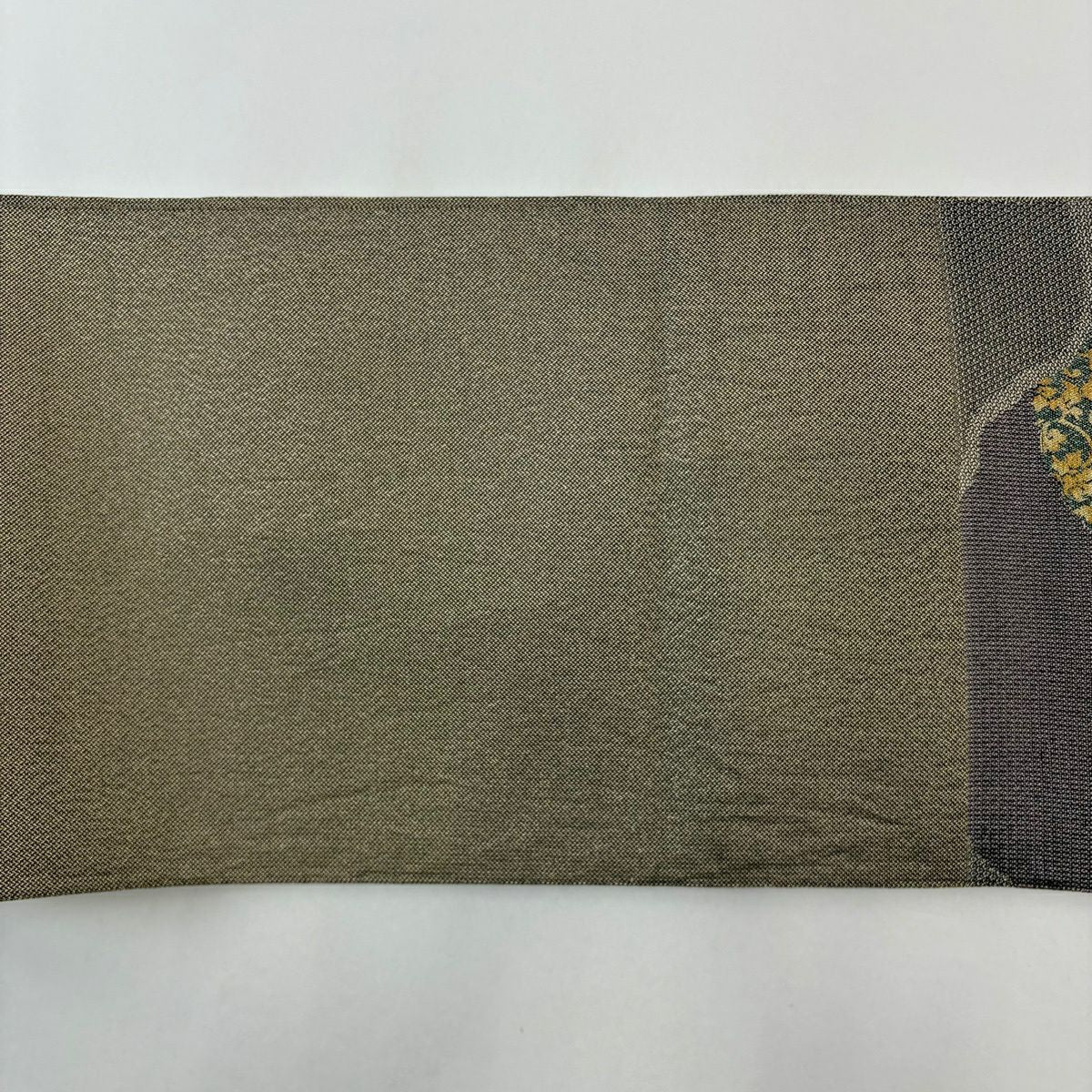 【美品】 袋帶 名品級 道長取 草花紋 金金箔 紅茶 六通 純蠶絲