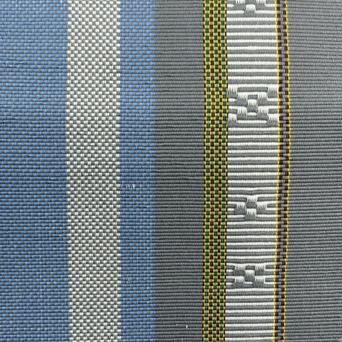 【美品】 名古屋帶 名品級 八寸名古屋帶 松樹葉仕立 雜紋 幾何圖案 灰色 純蠶絲