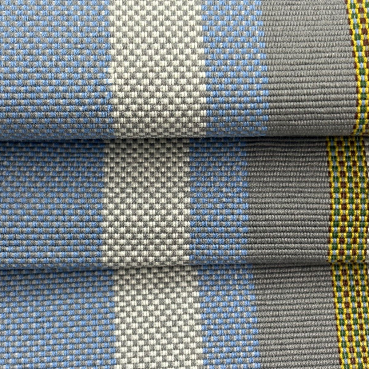 【美品】 名古屋帶 名品級 八寸名古屋帶 松樹葉仕立 雜紋 幾何圖案 灰色 純蠶絲