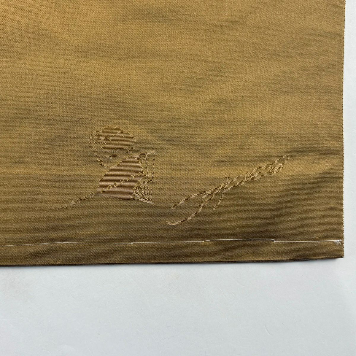 【美品】 袋帶 名品級 附落款 コシノヒロコ 菊花 幾何圖案 金絲 金金箔 金色 六通 純蠶絲