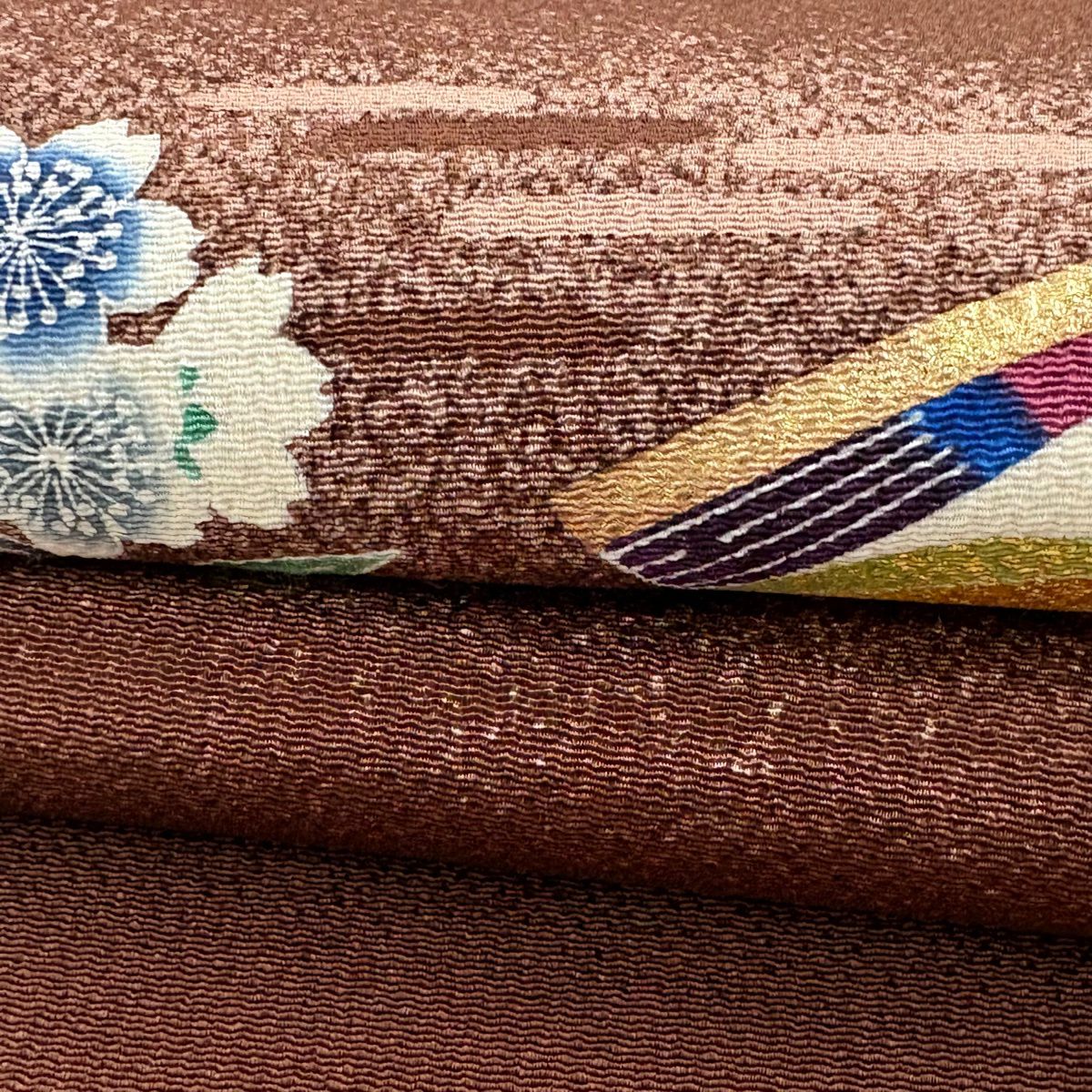 開口名古屋帶 逸品級 人間國寶 羽田登喜男 落款 鴛鴦 櫻花 金銀彩 焦茶 純蠶絲