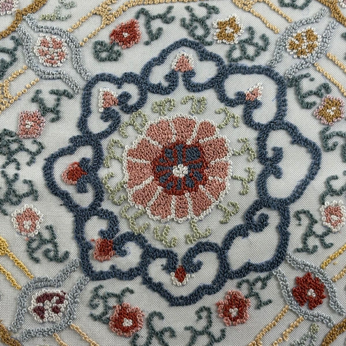 袋帶 逸品級 蜀江華紋 相良刺繡 青灰 純蠶絲