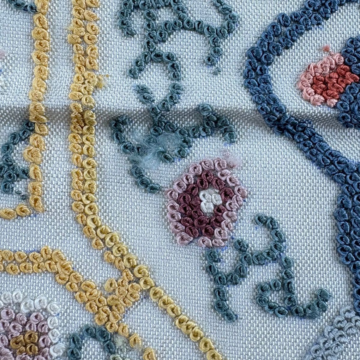 袋帶 逸品級 蜀江華紋 相良刺繡 青灰 純蠶絲