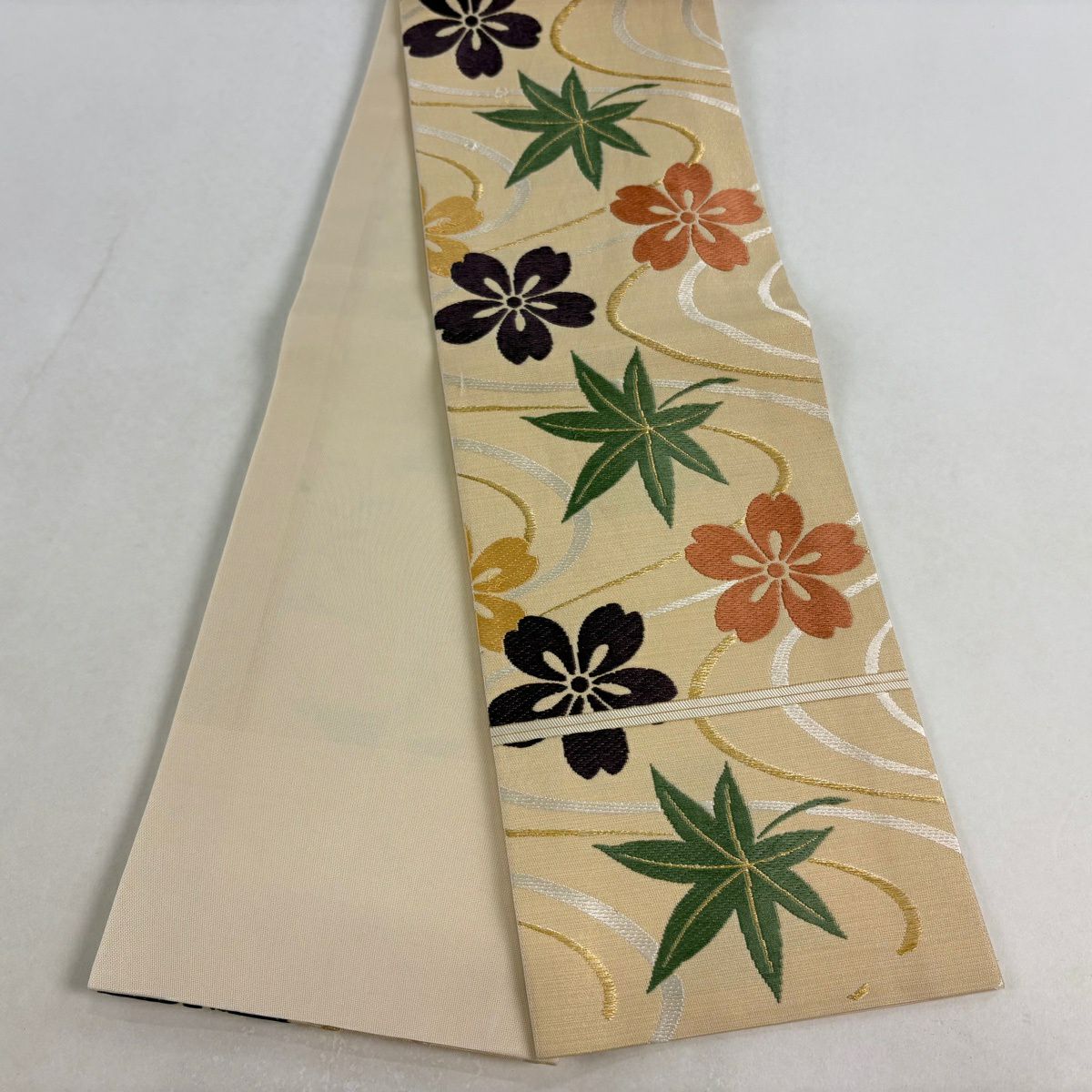 半幅帶 秀品級 櫻花 流水 金絲 金 純蠶絲