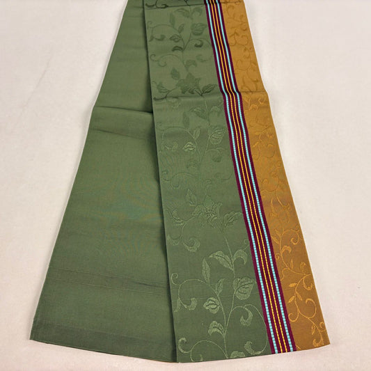 【美品】半幅帶 秀品級 縞 地紋 綠 純蠶絲