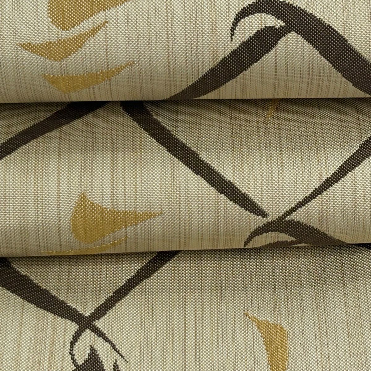 【美品】半幅帶 秀品級 證書齊全 博多織 幾何學圖案 薄茶 純蠶絲
