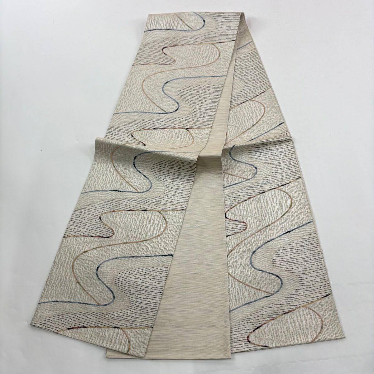 【美品】 小紋 身長165cm 袖長63cm S 雙層 袋帶套裝 落款あり 霞地紋 銀線 漸層 淺粉色 純蠶絲 秀品級
