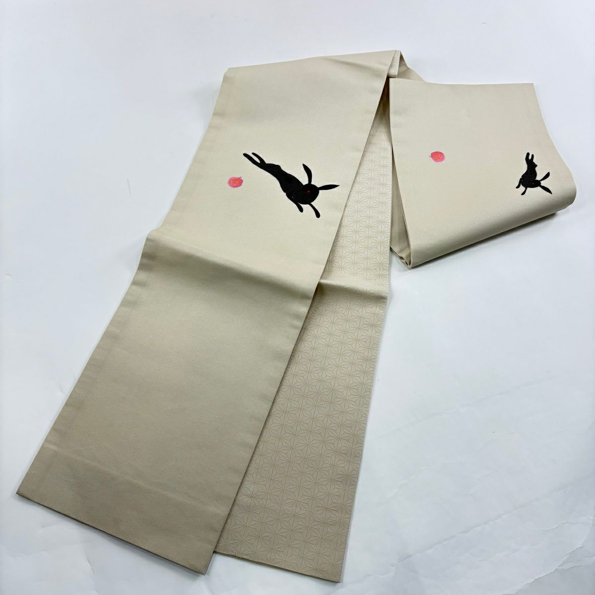 付下 身長158.5cm 袖長67.5cm L 雙層 名古屋帶套裝 枝梅花 扇子面 刺繡 金銀彩 紫 純蠶絲 優品級
