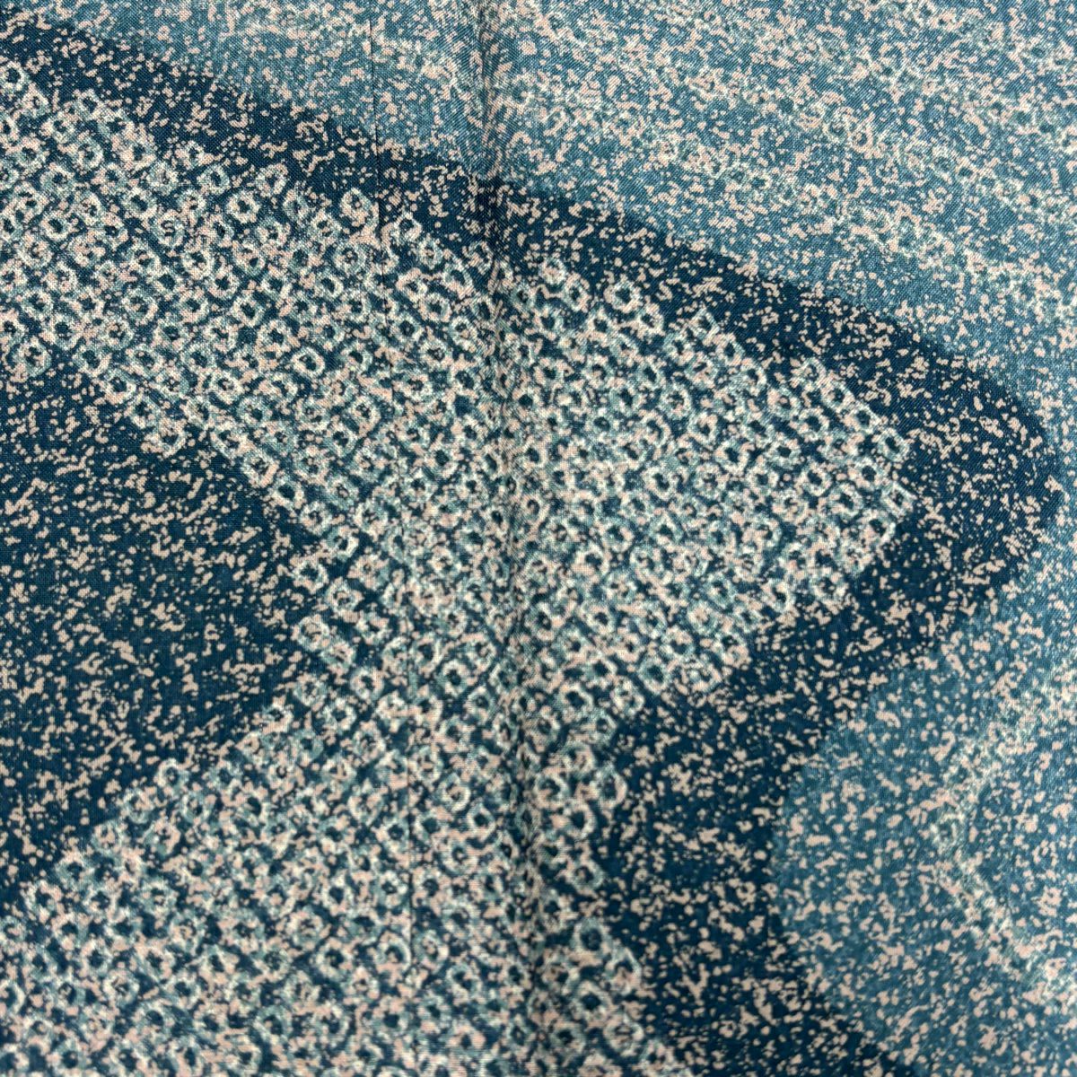 【美品】 付下 身長153.5cm 袖長62cm S 雙層 紬織織 流水 絞染 青灰 純蠶絲 秀品級