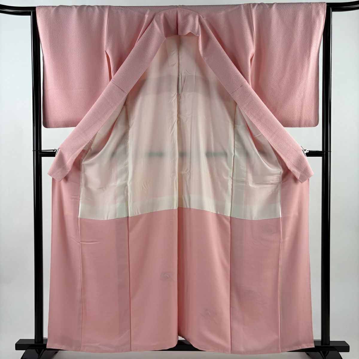 付下 身長160cm 袖長63.5cm S 雙層 文箱 扇子子 刺繡 粉紅 純蠶絲 優品級