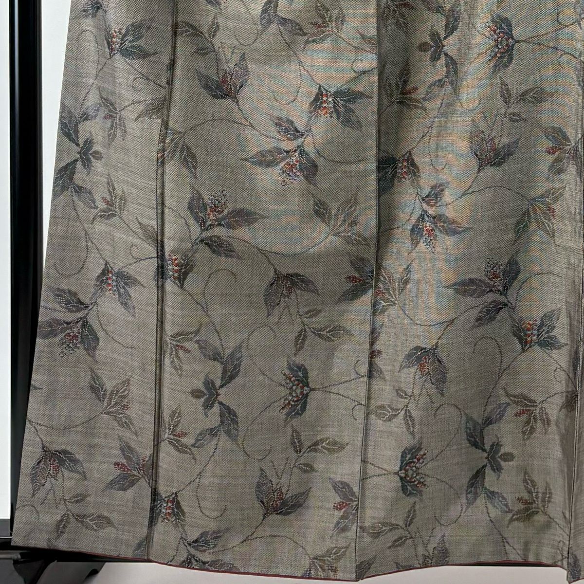 【美品】 紬織 身長161.5cm 袖長63.5cm S 雙層 葉與果 灰茶 純蠶絲 秀品級