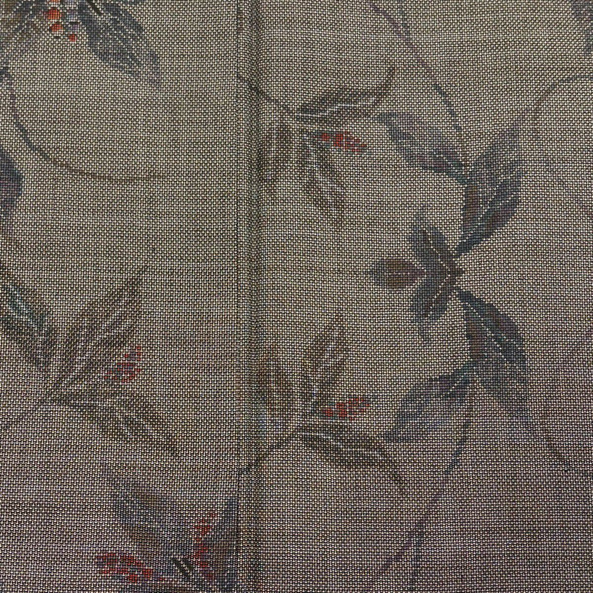 【美品】 紬織 身長161.5cm 袖長63.5cm S 雙層 葉與果 灰茶 純蠶絲 秀品級