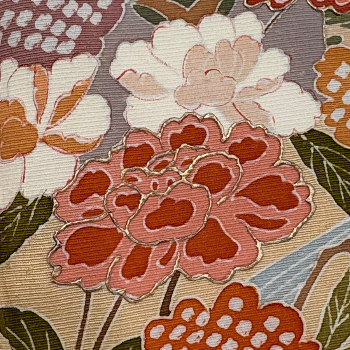 訪問服 身長160.5cm 袖長64.5cm M 雙層 松樹竹子梅花 幔幕 金銀彩 漸層 鮭粉色 純蠶絲 優品級