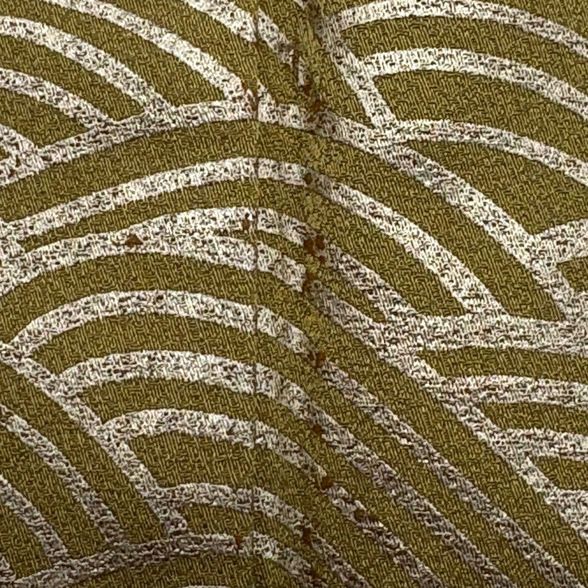 訪問服 身長157.5cm 袖長64.5cm M 雙層 扇子面 秋草 金銀彩 漸層 抹茶 純蠶絲 秀品級