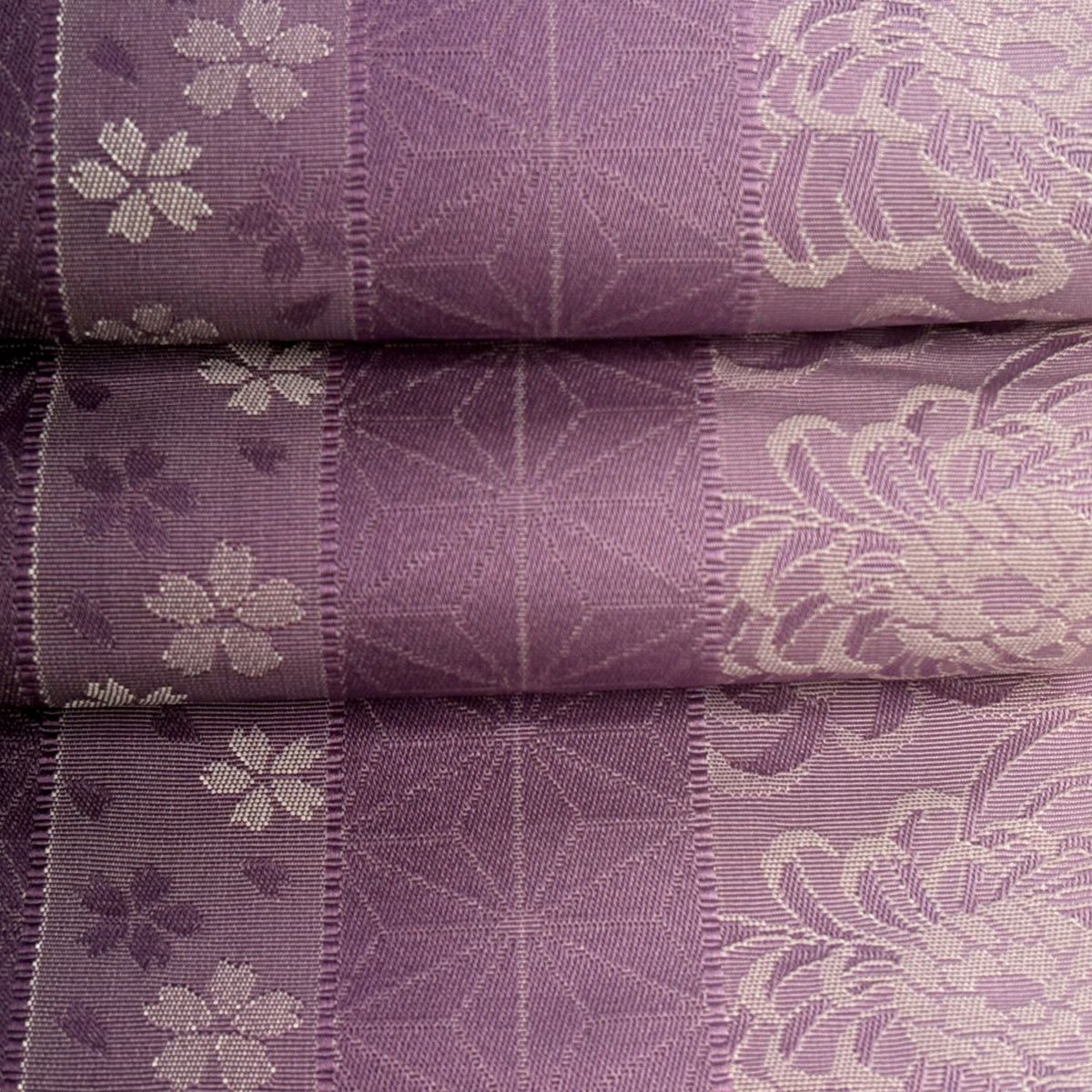 【美品】半幅帶 優品級 菊花 麻葉 紫 化纖