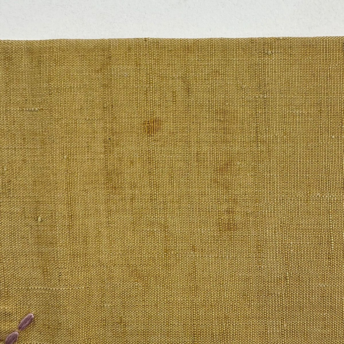 名古屋帶 名品級 紬織織 麻葉 毘沙門龜甲 刺繡 黃土 純蠶絲